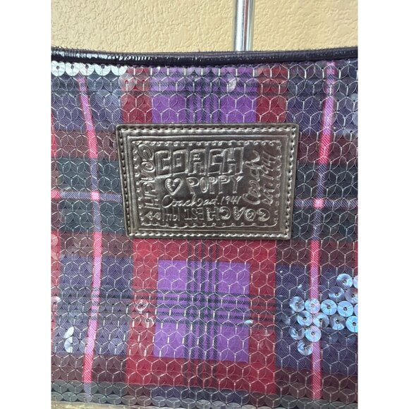 Coach Poppy Sequin Plaid Shoulder Bag Purple Y2K Mini Pochette w/COA - Picture 2 of 15
